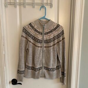 Tiara International Vintage Fair Isle Zip Up Sweater